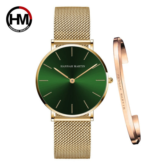 Hot 1 Set Brand Wristwatches & Bracelet Japan Quartz Movt Ladies Waterproof Rose Gold Simple Stainless Steel Women Watches