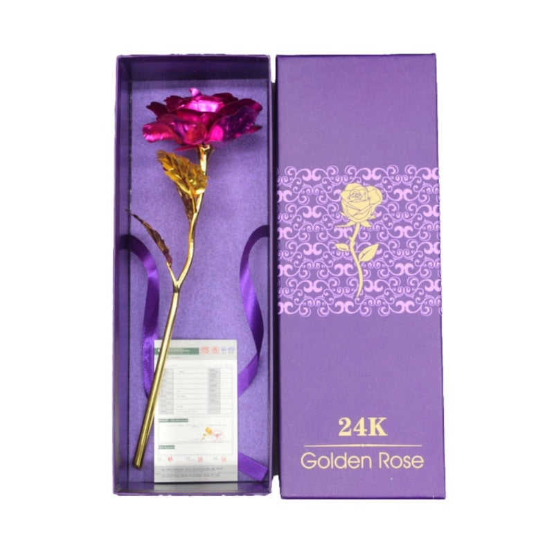 24K Foil Plated Rose Gold Rose Valentine's Day Gift Lasts Forever Love Wedding Decor Lover Lighting Rose Wedding Decor Flower