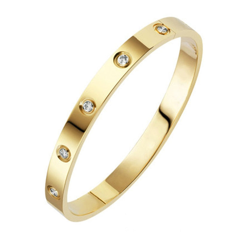New Fashion Classic Women's Bracelet Silver Color Gold Bangles for Women Rose Gold Rhinestone Bracelet Cuff Trendy Jewelry Gifts
