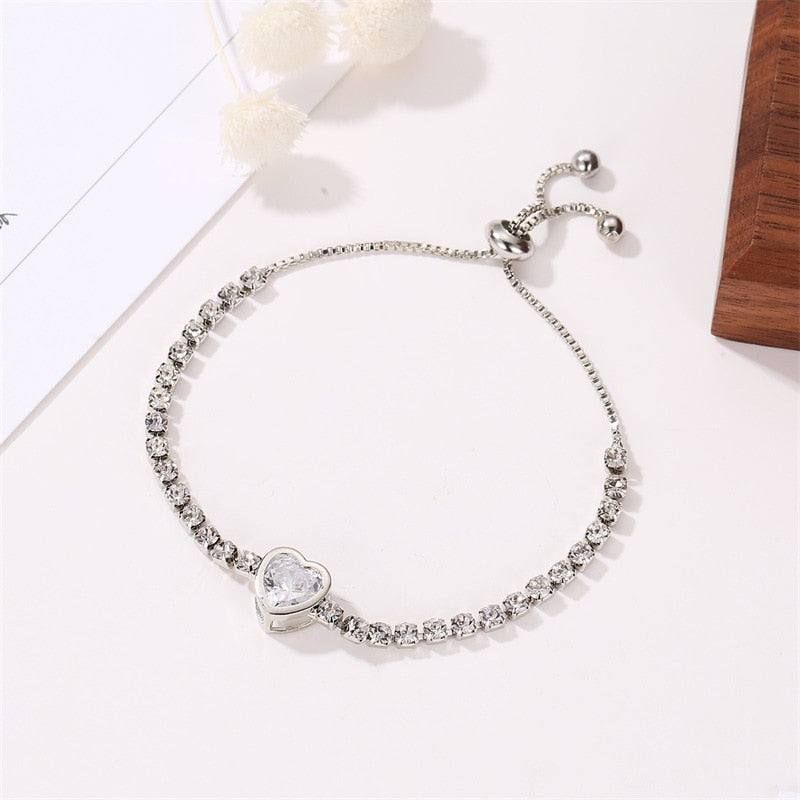 New Fashion Classic Women's Bracelet Silver Color Gold Bangles for Women Rose Gold Rhinestone Bracelet Cuff Trendy Jewelry Gifts