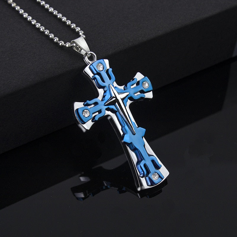 2021 Fashion New Black Rectangle Pendant Necklace Men Trendy Simple Stainless Steel Chain Men Necklace Jewelry Gift