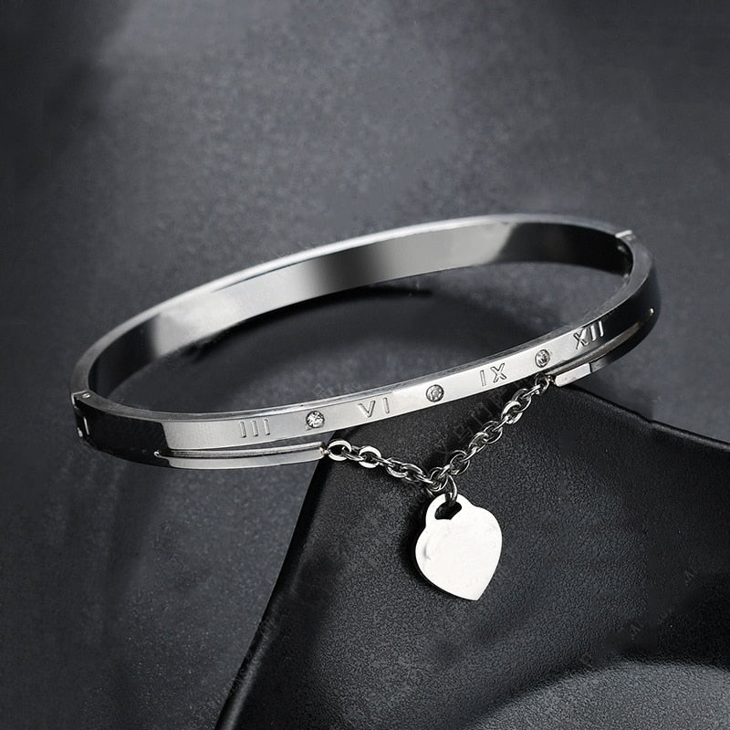 New Fashion Classic Women's Bracelet Silver Color Gold Bangles for Women Rose Gold Rhinestone Bracelet Cuff Trendy Jewelry Gifts