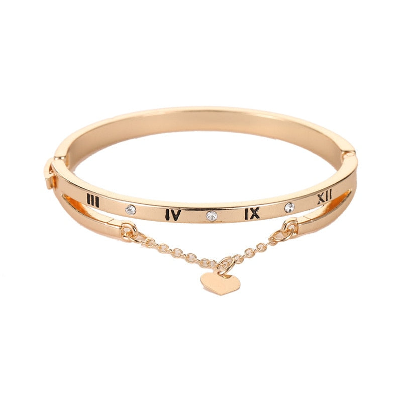 New Fashion Classic Women's Bracelet Silver Color Gold Bangles for Women Rose Gold Rhinestone Bracelet Cuff Trendy Jewelry Gifts