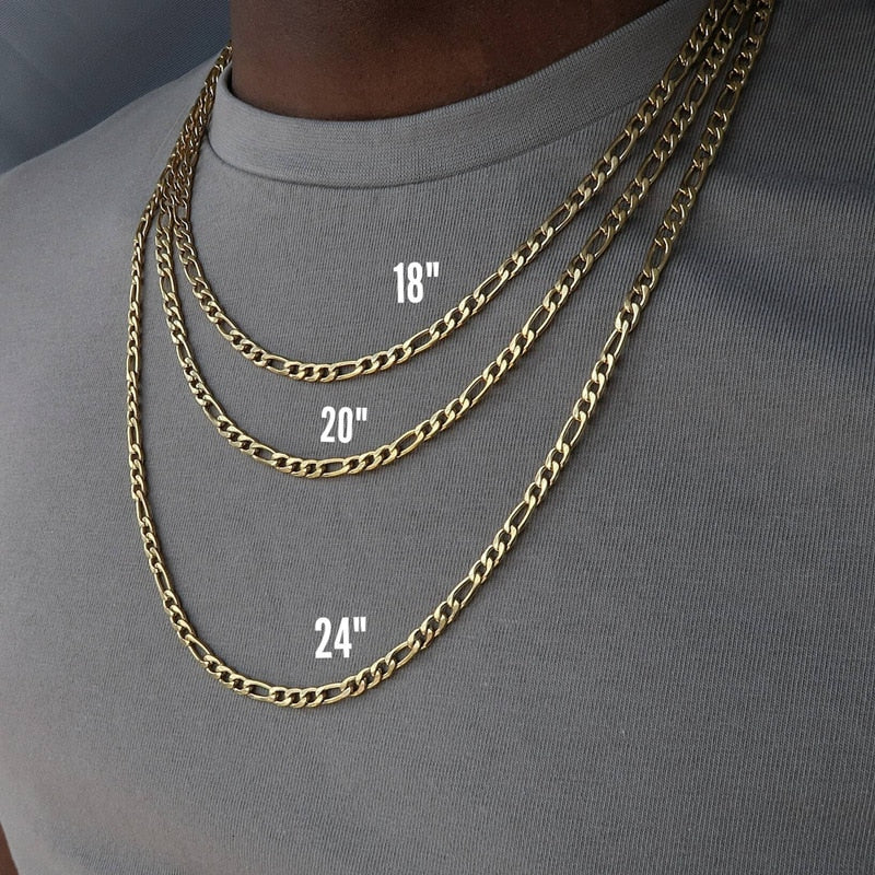2022 Fashion New Figaro Chain Necklace Men Stainless Steel Gold Color Long Necklace For Men Jewelry Gift Collar Hombres
