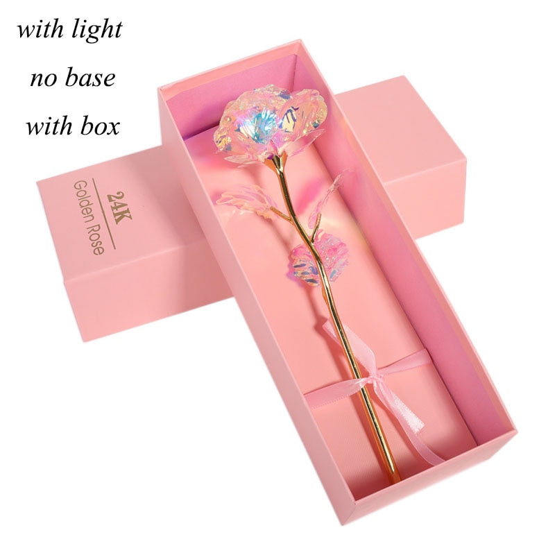 24K Foil Plated Rose Gold Rose Valentine's Day Gift Lasts Forever Love Wedding Decor Lover Lighting Rose Wedding Decor Flower