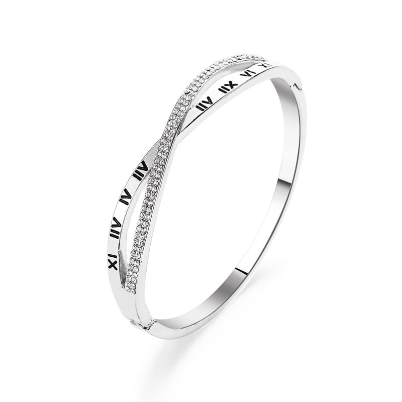New Fashion Classic Women's Bracelet Silver Color Gold Bangles for Women Rose Gold Rhinestone Bracelet Cuff Trendy Jewelry Gifts