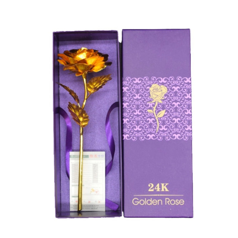 24K Foil Plated Rose Gold Rose Valentine's Day Gift Lasts Forever Love Wedding Decor Lover Lighting Rose Wedding Decor Flower