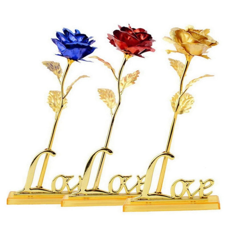 24K Foil Plated Rose Gold Rose Valentine's Day Gift Lasts Forever Love Wedding Decor Lover Lighting Rose Wedding Decor Flower