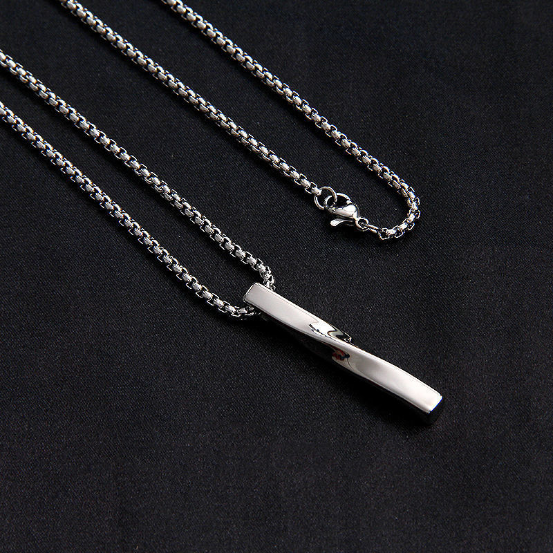 2021 Fashion New Black Rectangle Pendant Necklace Men Trendy Simple Stainless Steel Chain Men Necklace Jewelry Gift