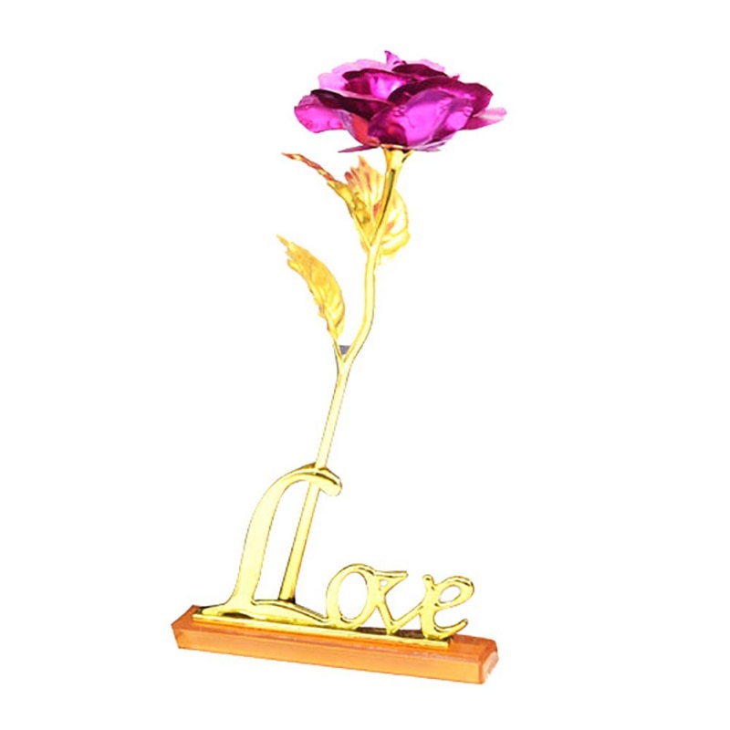 24K Foil Plated Rose Gold Rose Valentine's Day Gift Lasts Forever Love Wedding Decor Lover Lighting Rose Wedding Decor Flower