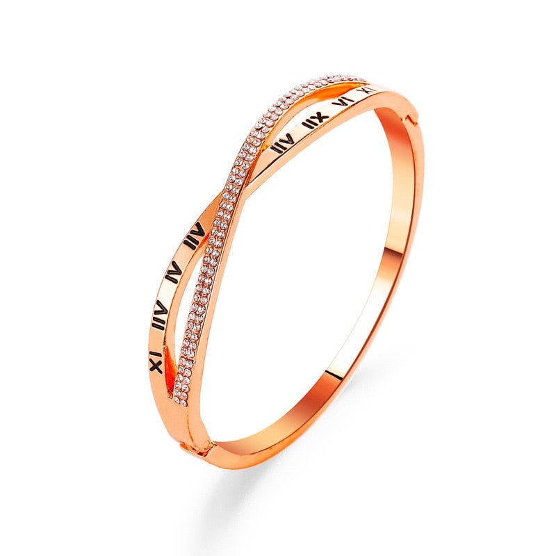 New Fashion Classic Women's Bracelet Silver Color Gold Bangles for Women Rose Gold Rhinestone Bracelet Cuff Trendy Jewelry Gifts