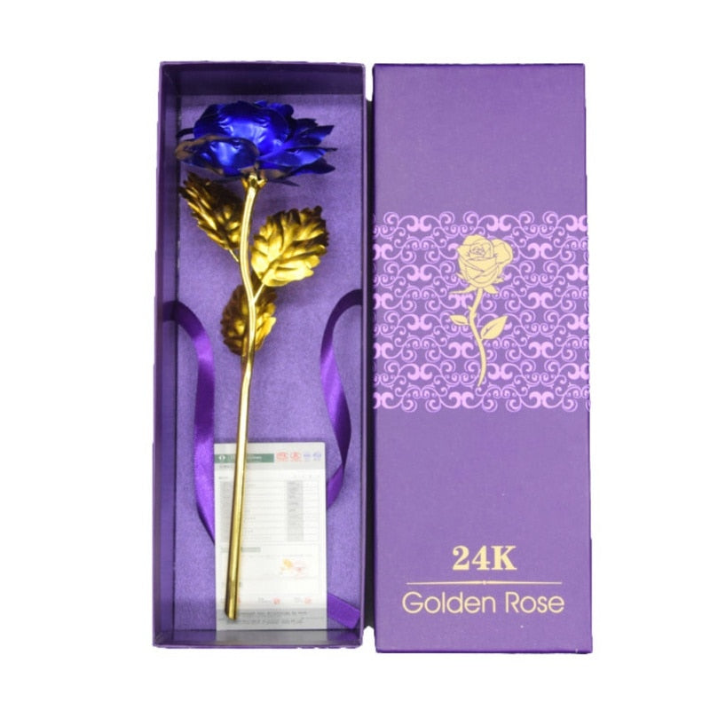 24K Foil Plated Rose Gold Rose Valentine's Day Gift Lasts Forever Love Wedding Decor Lover Lighting Rose Wedding Decor Flower