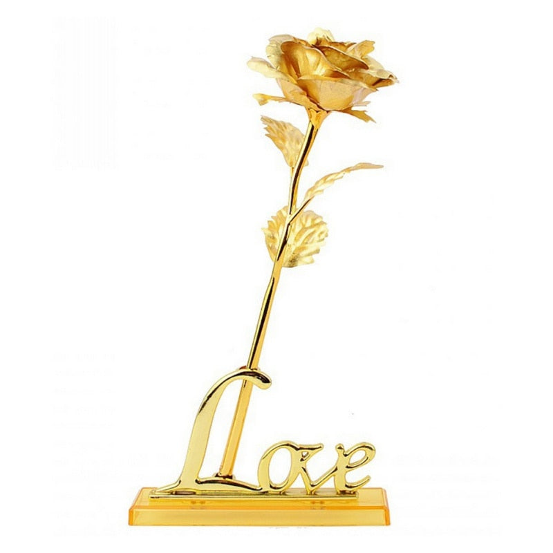 24K Foil Plated Rose Gold Rose Valentine's Day Gift Lasts Forever Love Wedding Decor Lover Lighting Rose Wedding Decor Flower