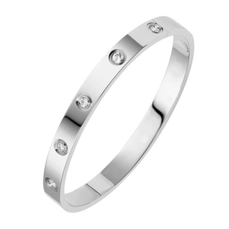 New Fashion Classic Women's Bracelet Silver Color Gold Bangles for Women Rose Gold Rhinestone Bracelet Cuff Trendy Jewelry Gifts