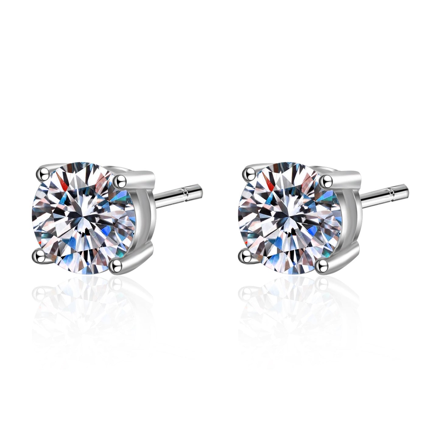 HI CLASS* Real moissanite stud earrings 14K white gold plated sterling silver