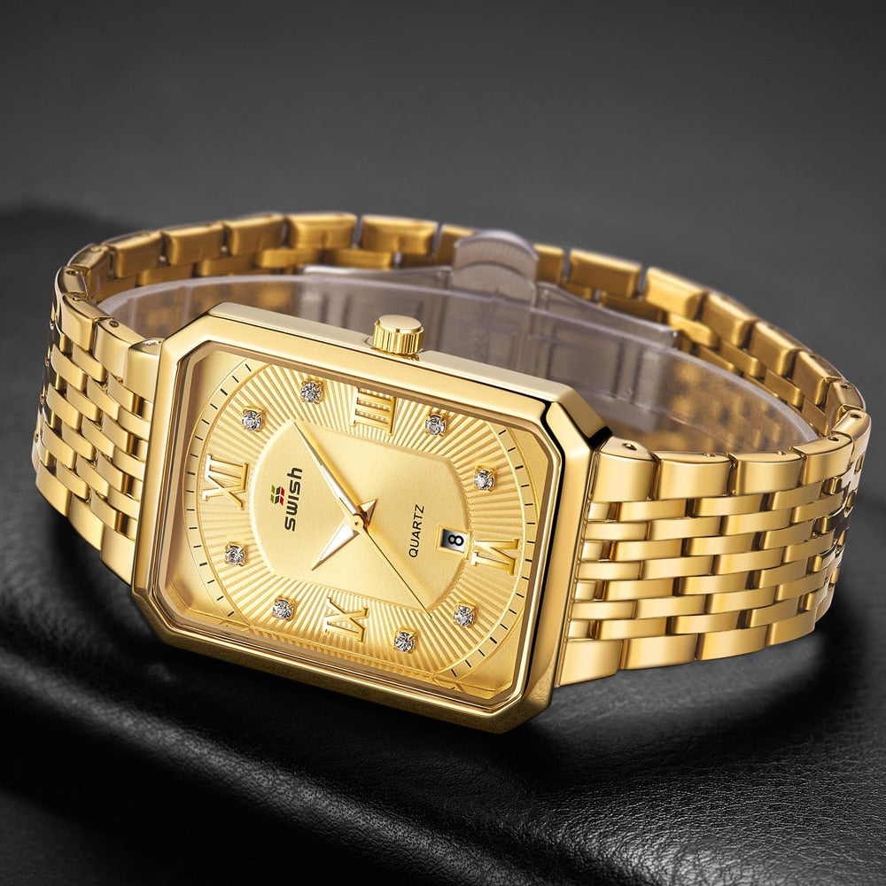 HI CLASS* Gold men quartz waterproof watch