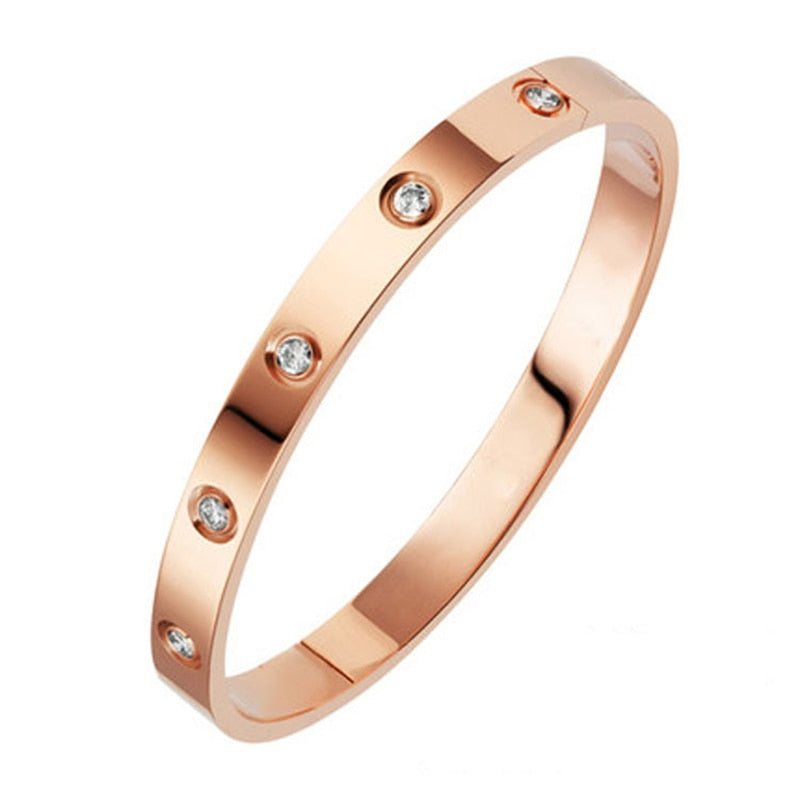 New Fashion Classic Women&#39;s Bracelet Silver Color Gold Bangles for Women Rose Gold Rhinestone Bracelet Cuff Trendy Jewelry Gifts