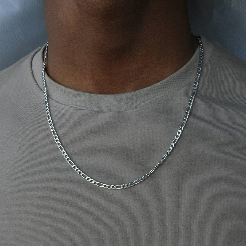 2022 Fashion New Figaro Chain Necklace Men Stainless Steel Gold Color Long Necklace For Men Jewelry Gift Collar Hombres