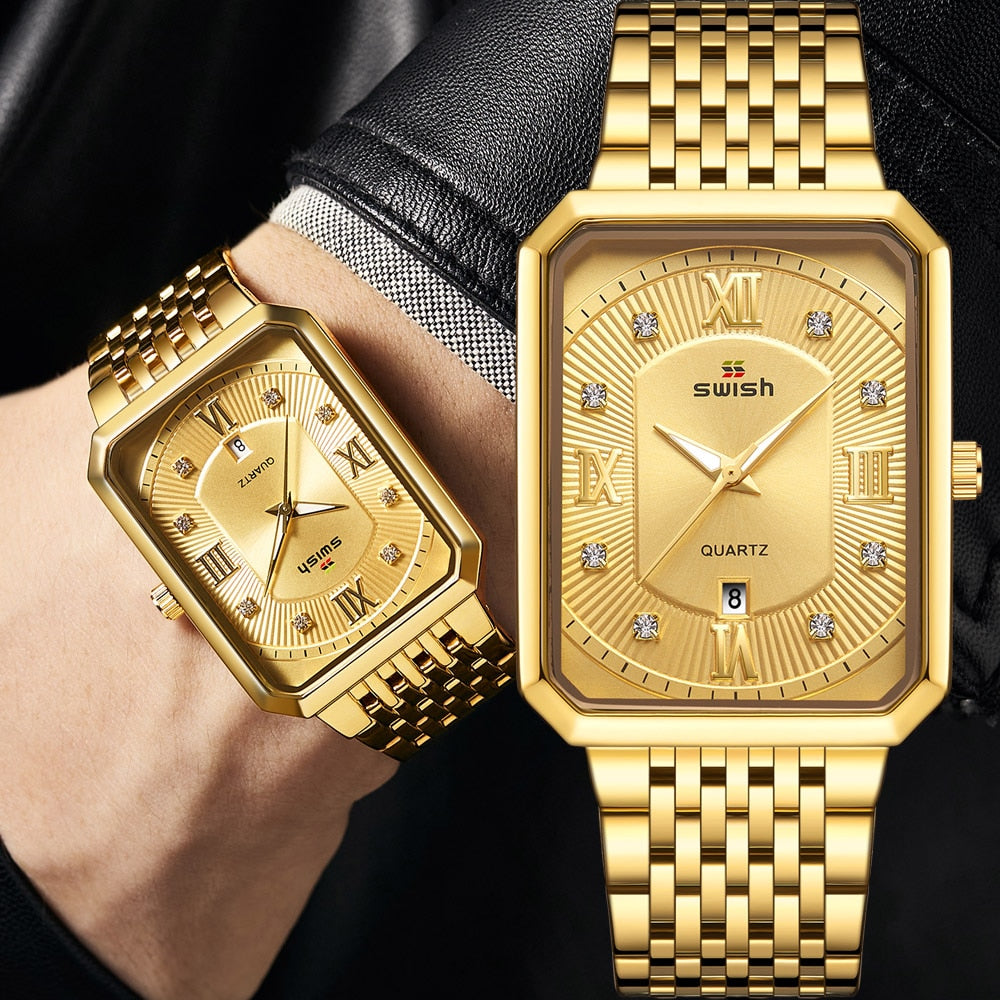 HI CLASS* Gold men quartz waterproof watch