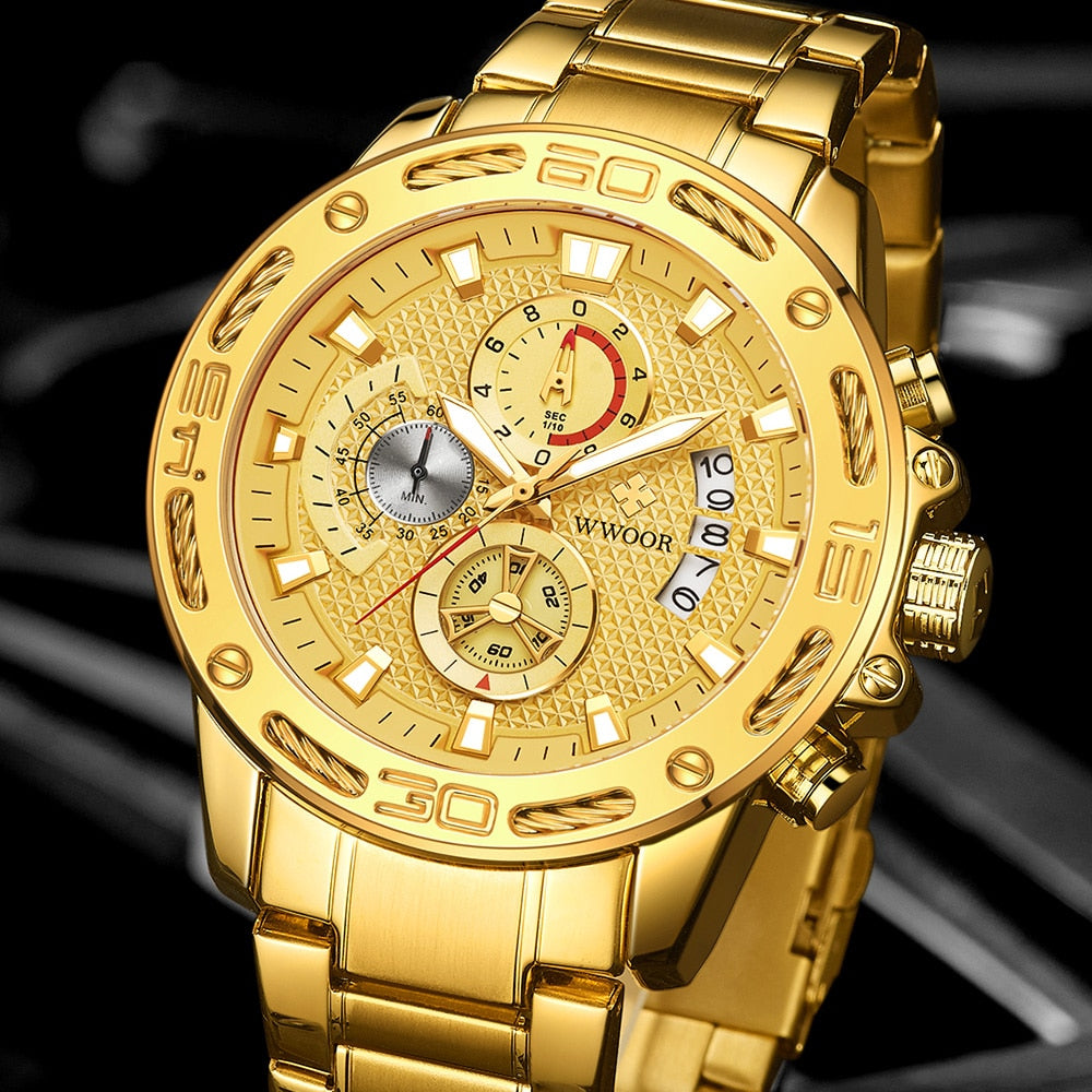 HI CLASS* Fashion waterproof men's luxury watches gold