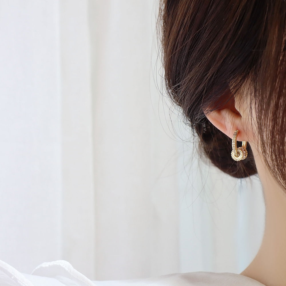 HI CLASS* Korean fashion good Luck earring for women high-Quality Rotatable bling zirconia clip