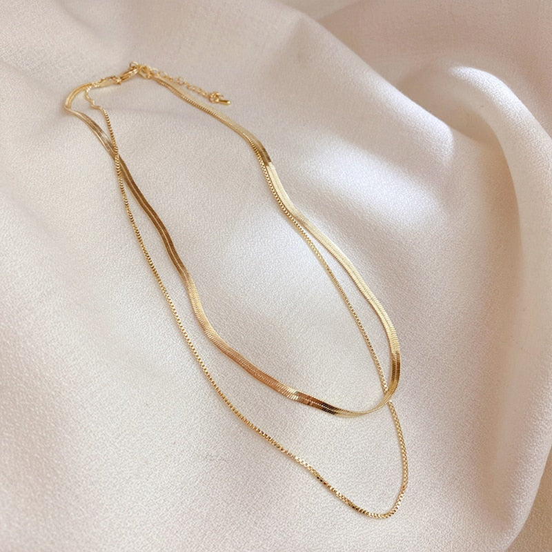 HI CLASS* Anti-allergic Minimalist Double Layers 14K Gold Plated