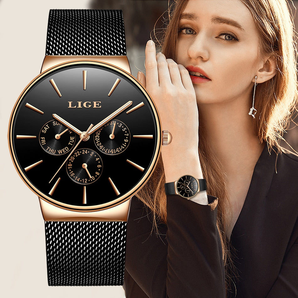 HI CLASS* Classic women's rose gold waterproof watches Quartz