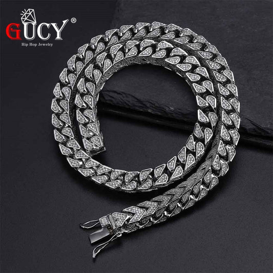GUCY Hip hop Iced Out Positive Cube Necklace Micro Pave Cubic Zircon Stones Necklaces Gold Silver Color Heavy Jewelry For Men