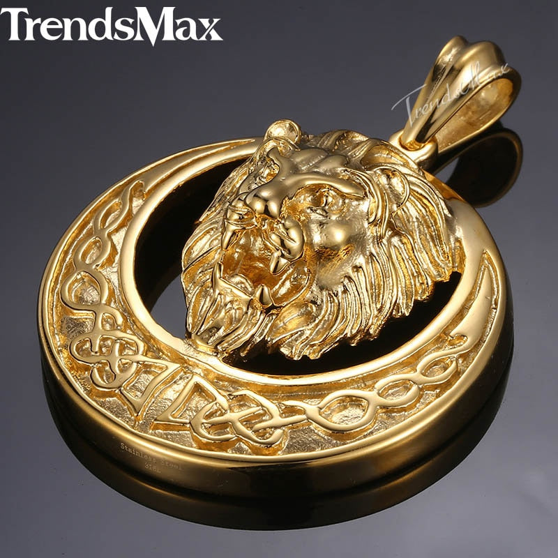 HI CLASS* Gold lion pendant for men (Stainless Steel)