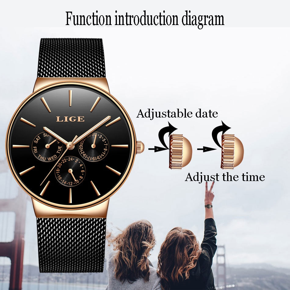 HI CLASS* Classic women's rose gold waterproof watches Quartz