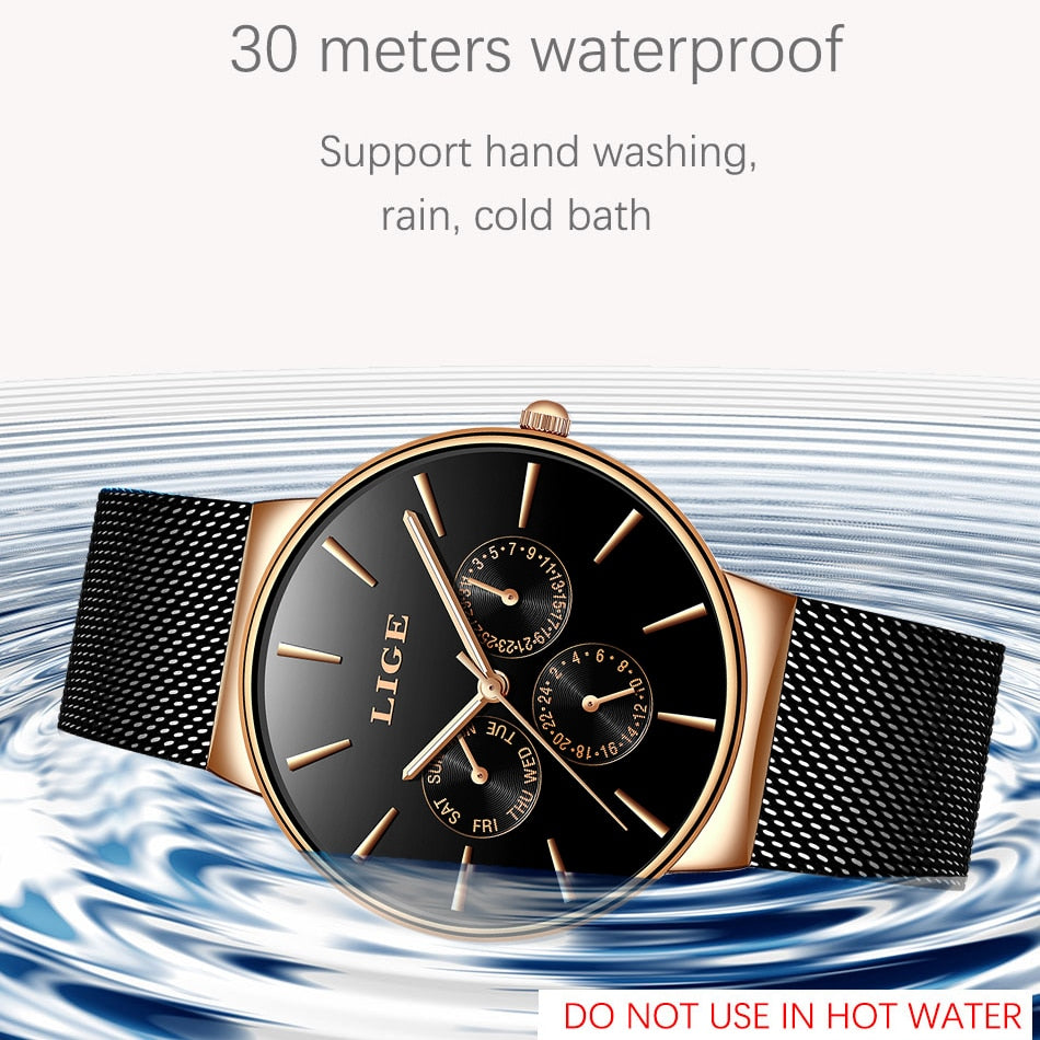 HI CLASS* Classic women's rose gold waterproof watches Quartz