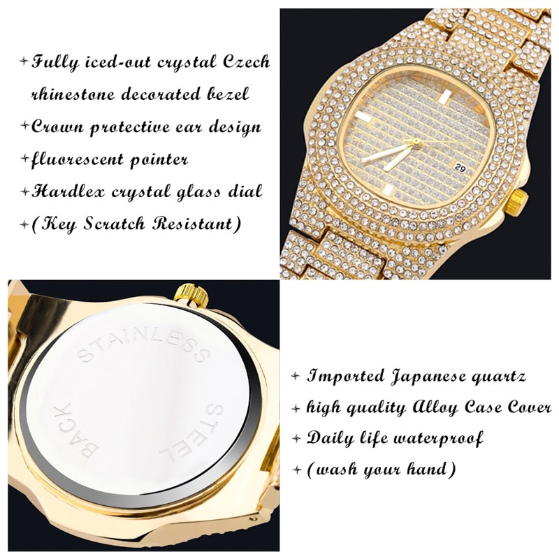 HI CLASS* Iced out diamond watch