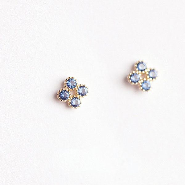 HI CLASS* 925 Sterling Silver Japanese Micro Inlaid Crystal Four-Pointed Star 14k gold plates earrings